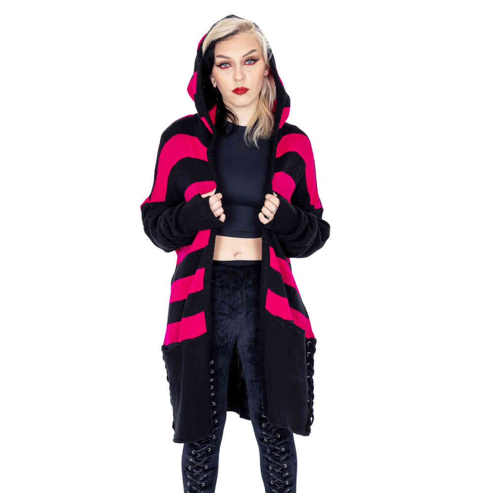 Heartless - Willa Long cardigan - Black/Pink
